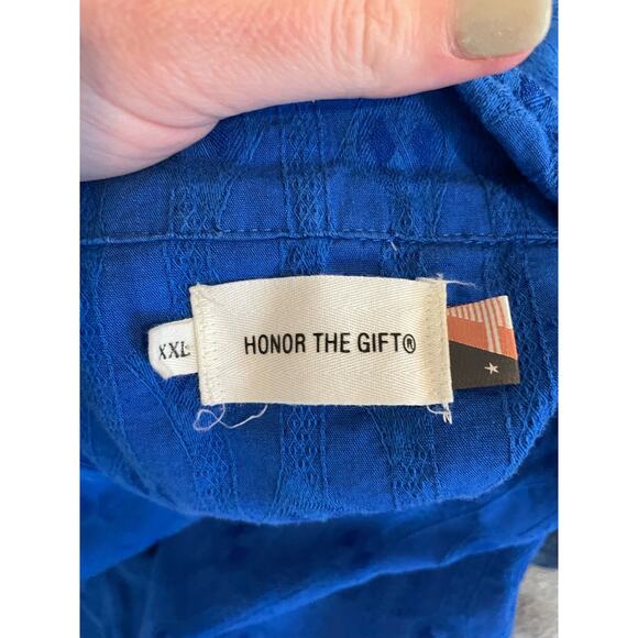 Honor The Gift Blue Diamond Button Down Short Sleeve Top XXL - Picture 5 of 8